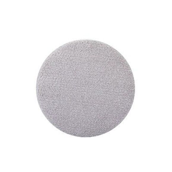 WOVENBYRD - 19" Round Pouf Ottoman Gray Faux Shearling Lightwe Gray - Picture 3 of 4